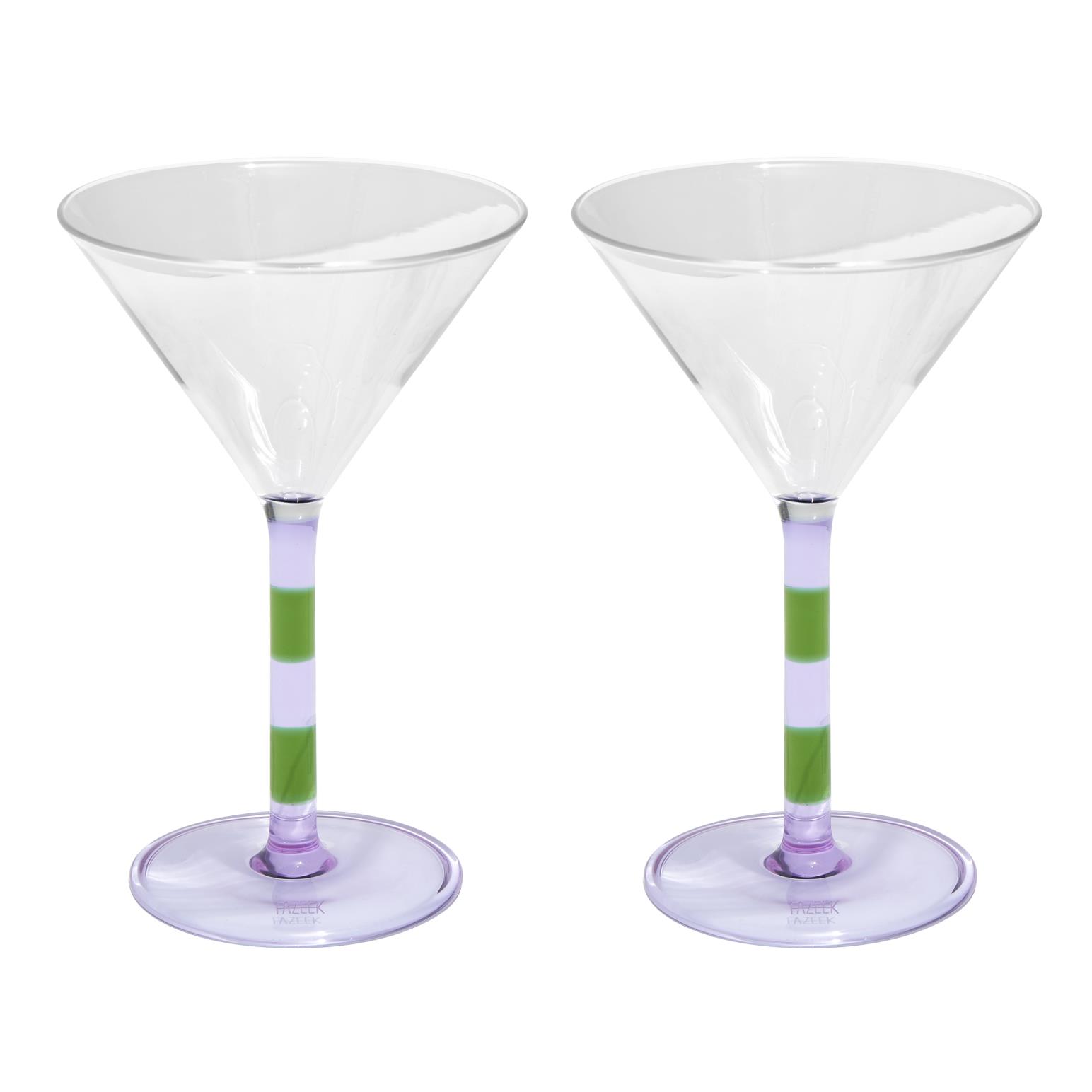 FAZEEK Stripe Martini Glasses - Set of 2